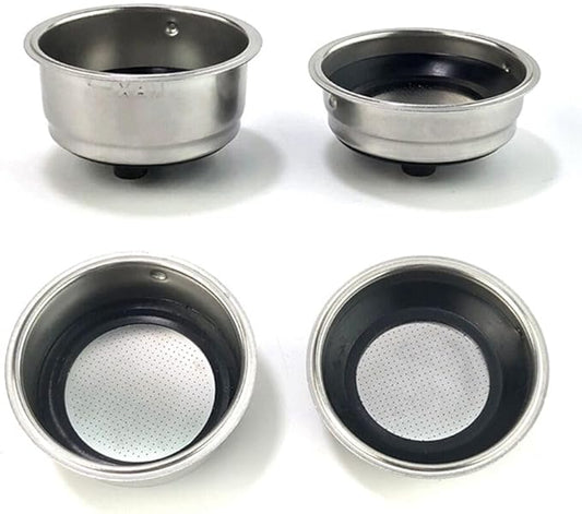 2-Pack Pressurized Coffee Filter Basket 51mm Portafilter Basket for Espresso Machine Single and Double Serving(Detachable basket set)