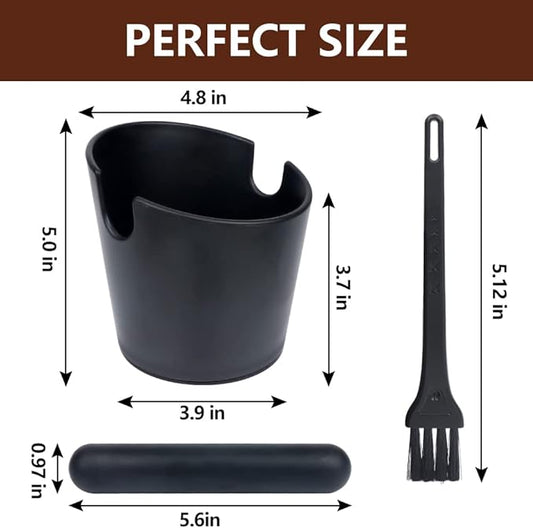 Espresso Knock Box 4.8 Inch Coffee Dump Bin For Coffee Grounds,Coffee Waste Bin with Removable Knock Bar and Non-Slip Base,Shock-Absorbent,Black