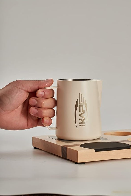 IKAPE Espresso Tamper Base, Espresso Accessories Organizer Box Compatible with All Size Espresso Brand Accessories, Natural Walnut Tamping Station Holder(4 IN One)