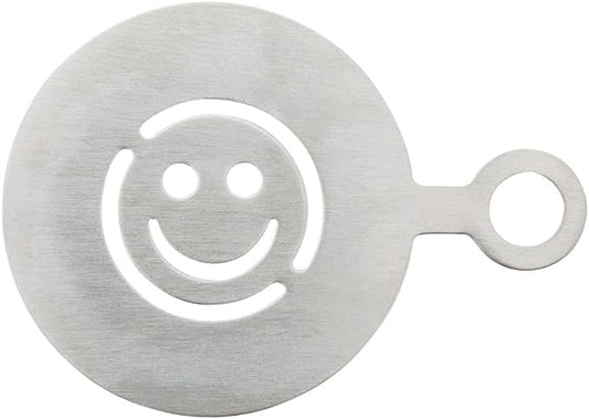 Restaurantware Restpresso 4.75 Inch Latte Stencil 1 Smiley Face Coffee Stencil - Coffee Art Template Decorate Cupcakes Cakes or Cookies Stainless Steel Cappuccino Stencil Heat-Resistant