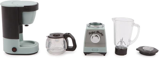 Dollhouse 1/12 Miniture Coffee Maker & Juicer Set 2Pcs Doll House Kitchen Appliances Furniture Plastic Model Coffee Pot Blender Accessories (Blue)
