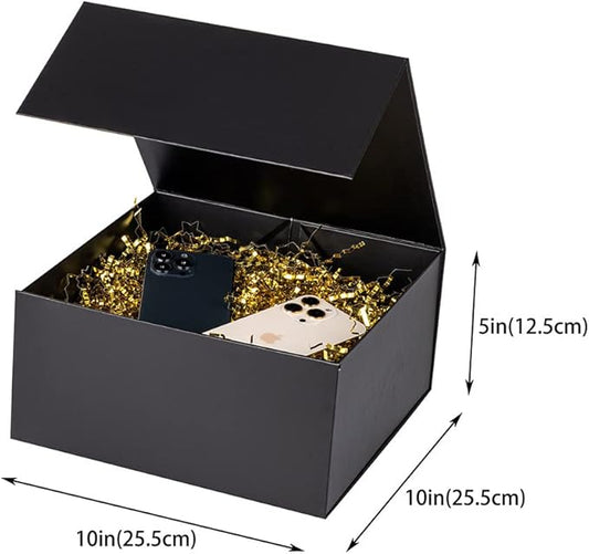 Black Gift Boxes 16 Pack,Large Gift Boxes in Bulk, Collapsible Gift Box with Lid Magnetic Closure, Packaging for Small Business, Parties, Boutiques, Apparel, Retail (Black 10x10x5 inch Pack of 16)