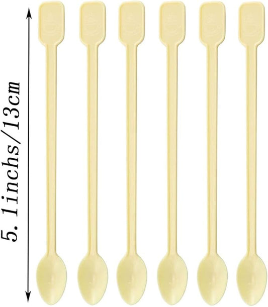 Coffee Spoon 500 PCS Disposable Tiny Coffee Tea Spoon Beige Plastic Stir Cocktail Sticks Mini Tea Stirrer