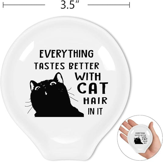 Funny Black Cat Coffee Spoon Holder-Coffee Spoon Rest -Coffee Station Bar Accessories-Gift for Cats Lovers