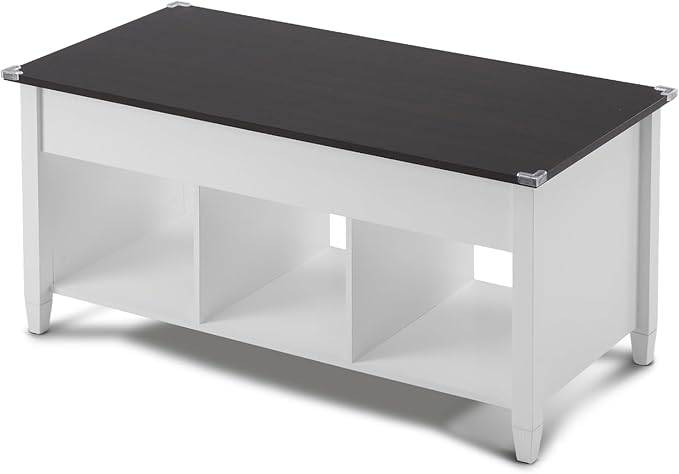VINGLI Farmhouse Lift Top Coffee Table, Rustic Grey with Storage Shelf/Hidden Compartment, Mesa De Centro para Sala, Rustic Brown (White Brown, 40" L)