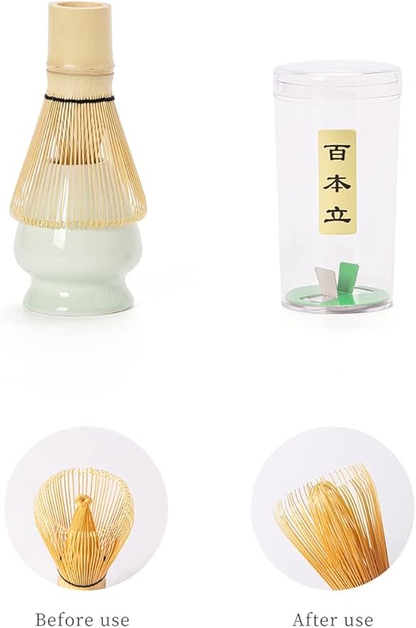 TANG PIN Matcha Set - Match Bowl with Spout and Whisk, 15 OZ, Matcha Scoop | Matcha Whisk Stand (Chasen Holder) - 4pc Perfect Matcha Kit for Matcha Tea Ceremony (Green)