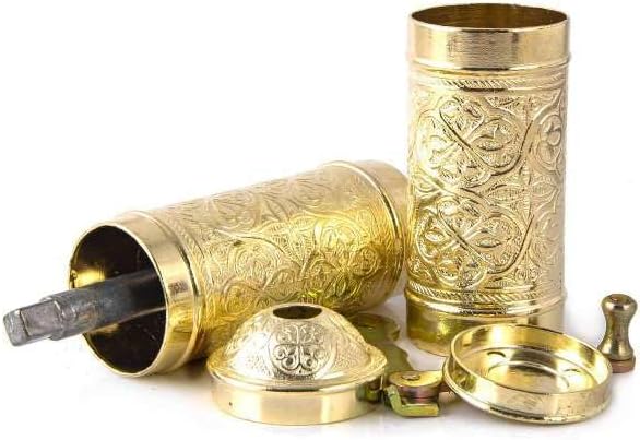 Handmade Turkish Pepper & Coffee Grinder, Refillable Turkish Spice Mill with Adjustable Coarseness, Manual Coffee Mill with Handle, Coffee Grinder Metal with Hand Crank 22 cm-8.66 inch (Yellow)