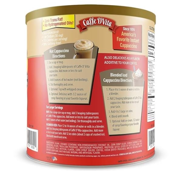 Mocha Cappuccino Mix - Instant Cappuccino Mix, Gluten Free, No Cholesterol & Trans Fat, 99% Caffeine Free, Mocha Mix - 4 lb. can (64 oz.)