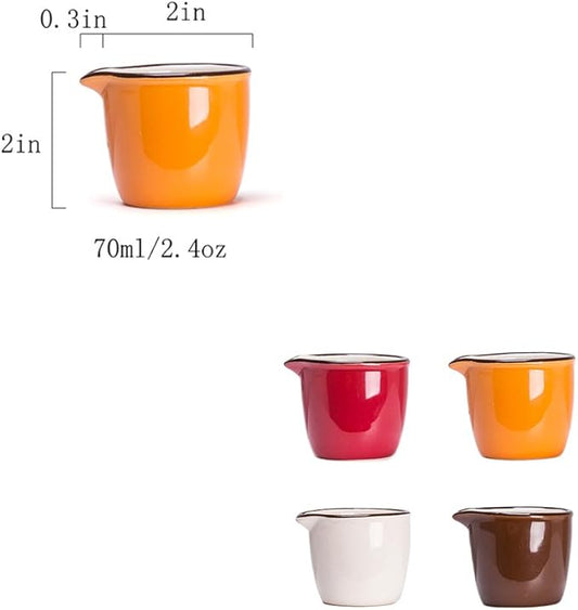CHOOLD Colorful Mini Ceramic Creamer and Serving Pitcher - Coffee Milk Jug for Kitchen - 4Pcs (Multiple Colors)