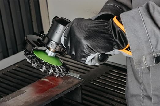 OSFTBVT Crimped Wire Wheel Brush 4in 5/8-11 Threads Arbor for 4-1/2" Angle Grinder Metal Rust Paint Stain Removal - 4pcs