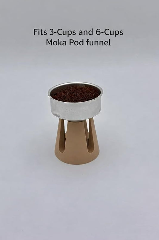 Stovetop Espresso Maker Funnel Stand - Greca Coffee Dosing Holder, Fits 3-Cup & 6-Cup Filter Baskets, Handmade (Matte Late brown)