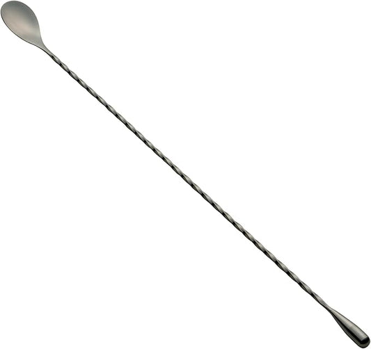 Restaurantware Bar Lux 16 Inch Bar Spoon 1 Corkscrew Handle Cocktail Stirrer Spoon - Long Commercial Black Plated Stainless Steel Cocktail Mixing Spoon For Stirring And Mixing