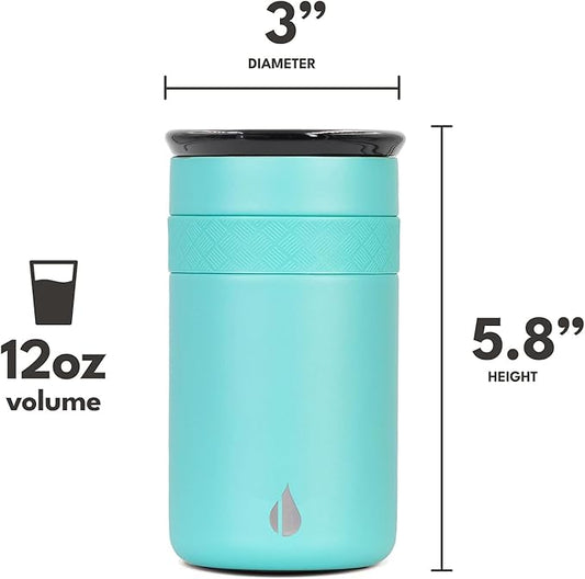 Elemental Artisan Insulated Tumbler, Triple Wall Coffee Travel Mug, Reusable Stainless Steel Coffee Tumbler with Ceramic Lid, Thermal Coffee Cups for Hot (6 Hrs) & Cold (18 Hrs), 12oz - Robin's Egg