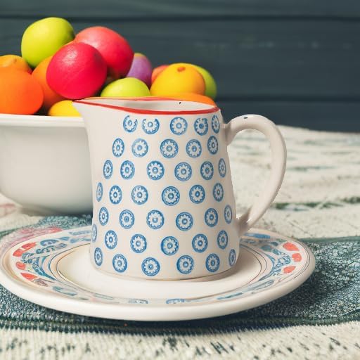Bloomingville Ceramic Creamer with Handle Emma - colorful Serving Pitcher for Milk, Sauce Jug Dia 3.25'' H 3.25'', blue, Stoneware, content 8.75 fl oz