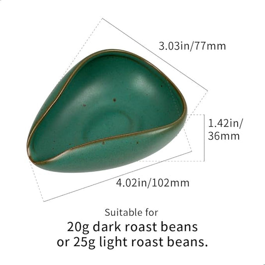 watchget Coffee Beans Dosing Cup Coffee Dosing Tray Ceramic Dose Vessel Loose Leaf Tea Vessel Single Dose Measuring Tray, Dark Green