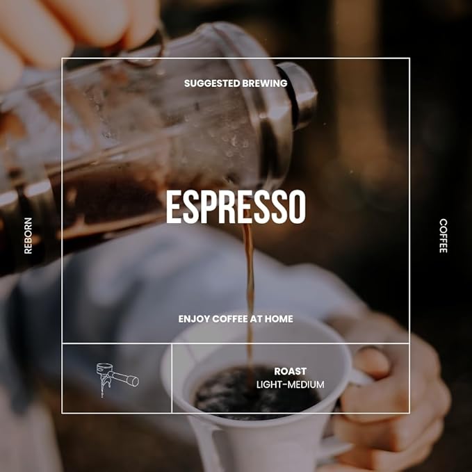 Reborn Coffee Specialty Whole Bean Coffee, Medium Roast, 12 Ounce, Reborn Signature Floresta Espresso Blend, Flavor Notes of Chocolate, Vanilla, and Orange