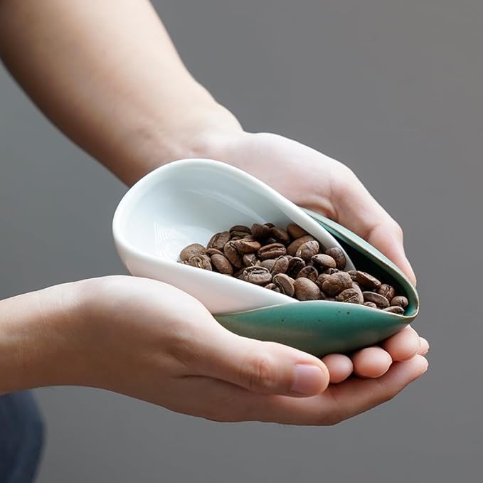 watchget Ceramic Coffee Dosing Cup & Tea Storage Tray, Single Dose Measuring Container for Coffee Beans & Loose Leaf Tea Dosing Vessel, White