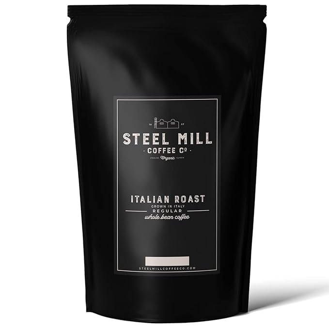 Steel Mill Coffee Co. | Italian Roast Fair Trade Organic Coffee | 2 LB Bag | Whole Bean | Dark Roast | 100% Arabica Beans | Organic, Fair Trade