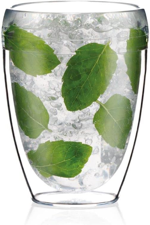 Bodum 12oz Pavina Outdoor Double-Wall Plastic Tumbler, BPA-Free, Set of 6, Clear