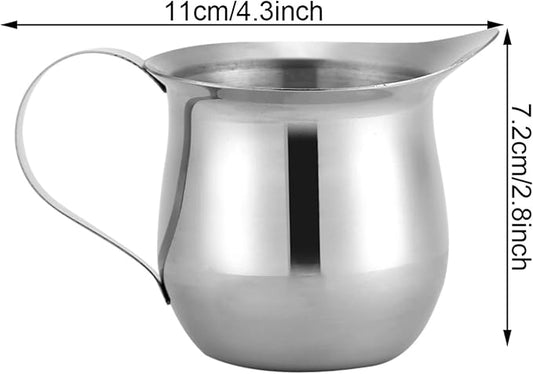 Joyzan Stainless Steel Bell Creamer, Espresso Shot Frothing Pitcher Cup Handle 8oz Serving Cream Pouring Spout Jug Coffee Latte Tea Milk Jam Maple Syrup Sauce Salad Dressing Restaurant Kitchen Art