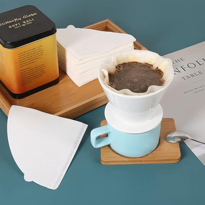 YQL V02 Coffee Filter,Size02 200 Count Natural White Disposable Coffee Filters Paper Fit for Drip Coffee Dripper(2-6Cup)