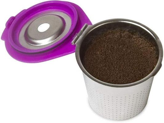 2-Item Café Flow Stainless Steel Reusable Coffee Pod + 100-Ct Café Filter Disposable Paper Cups - Compatible with Keurig 1.0, 2.0, K-Series Single Cup Coffee Makers