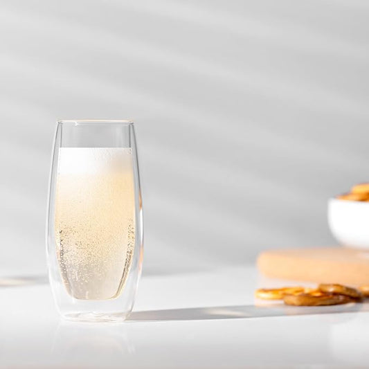 Bodum Skal Champagne Glass, Double Wall, High-Heat Borosilicate Glass, Set of 2
