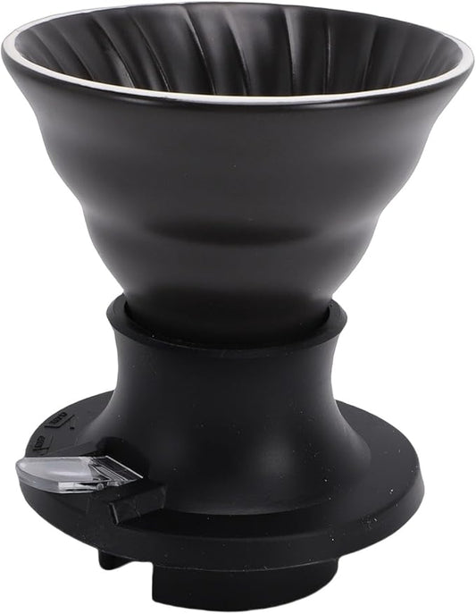 Premium Ceramic Pour Over Coffee Dripper - Heat Immersion Cone Brewer with Filter Holder for Home, Office & Travel Use, Ideal Coffee Maker for Daily Brewing (Black)
