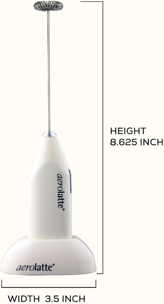 Aerolatte Milk Frother with Counter Stand, The Original Steam-Free Frother, Ivory, Batteries Included