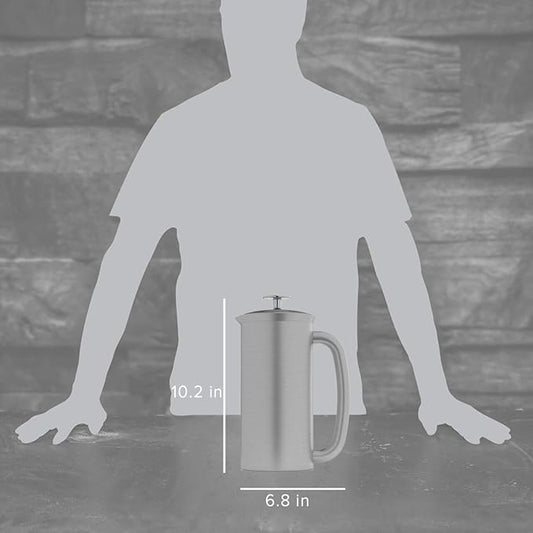 ESPRO P7 Brushed Stainless Steel French Press 304 – Patented Double Walled Micro-Filter Insulated French Press Coffee Maker, Grit-Free Brew - Heat Resistant BPA Free (32oz)