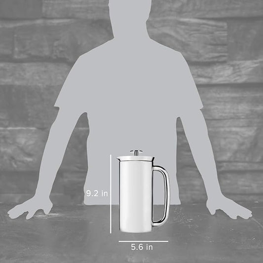 ESPRO P7 Polished French Press Stainless Steel 304 – Patented Double Walled Micro-Filter Insulated French Press Coffee Maker, Grit-Free Brew - Heat Resistant BPA Free (18oz)