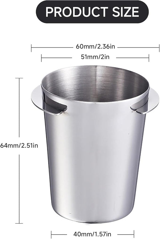 Ktsxxops Coffee Dosing Cup 51mm Coffee Bean Dosing Cup, Stainless Steel Coffee Dosing Cup Coffee Machine Handle Dosing Cup Mug Coffee Powder Feeder Part