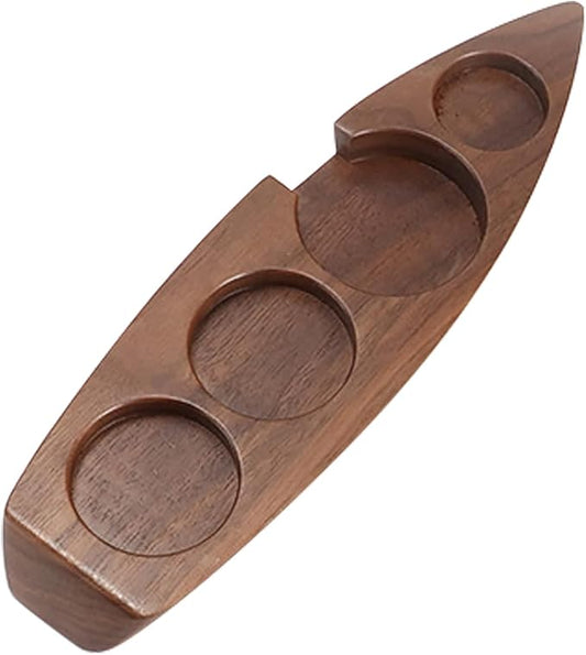 Joyeee Coffee Tamper Station, Small Ship Shape Portafilter Tamping Stand Espresso Coffee Organizer Box Fit for Storage 54, 64MM Espresso Tamper Mat Portafilter Holder (Accessories not included)