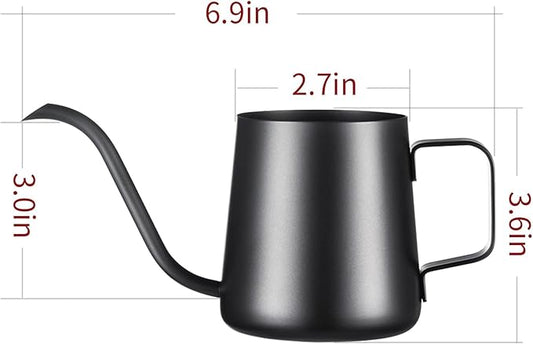 PARACITY Pour Over Kettle Gooseneck Spout Coffee Tea Pot 12OZ with Lid, Hanging Ear Hand Blunt Long Narrow Drip Cup for Coffee Maker Carafe, Camping Coffee Pot for Travel Coffee Maker Outdoor