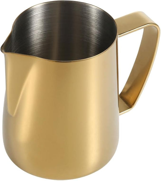 Milk Frothing Pitcher, 12oz/350ml Stainless Steel Espresso Steaming Pitcher, Milk Frother Steamer Cup For Latte Art, Gold
