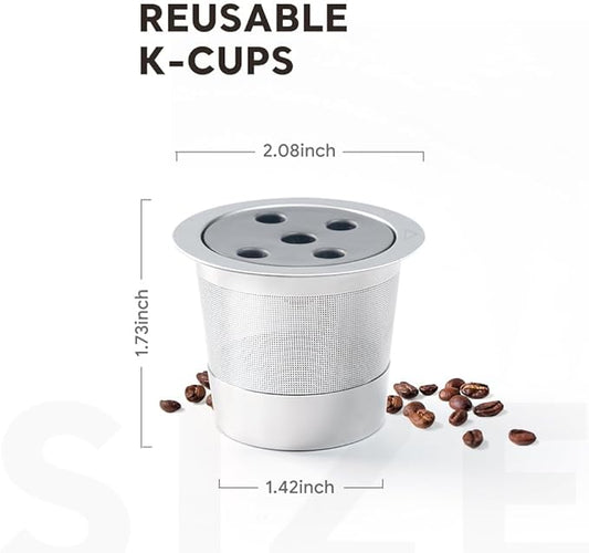 2 Pack Stainless Steel Reusable K Cups for K eurig Supreme & Supreme Plus, Five Hole Universal K-eurig Reusable Refillable coffee pod filter