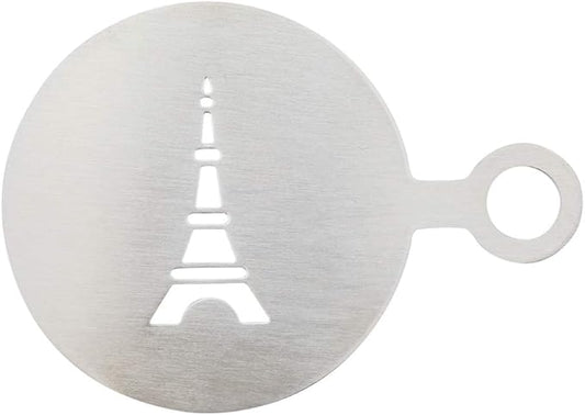 Restaurantware Restpresso 4.75 Inch Latte Stencil 1 Eiffel Tower Coffee Stencil - Coffee Art Template Decorate Cupcakes Cakes or Cookies Stainless Steel Cappuccino Stencil Heat-Resistant