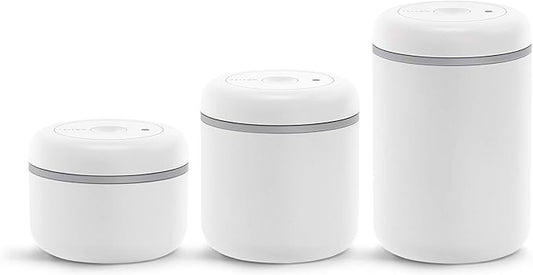 Fellow Atmos Vacuum Coffee Canister & Food Storage Container - 0.7 Liter Canister holds up to 11 oz of Coffee Beans - Airtight Food Storage Containers - Containers - 0.7 Liter - Matte White
