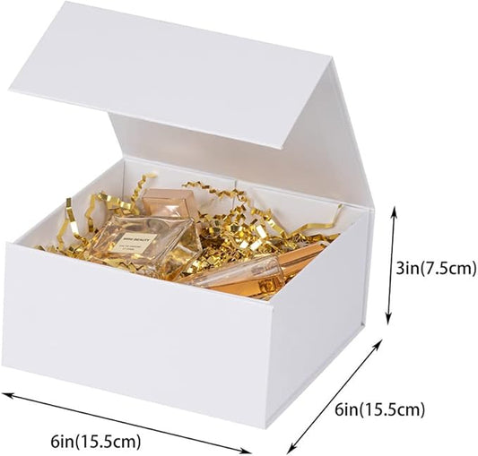 White Gift Boxes 16 Pack,Collapsible Gift Box with Lid Magnetic Closure,Packaging for Small Business, Parties, Boutiques, Bridesmaid Wedding, Jewelry store, Apparel, Retail Bulk 6x6x3 inch