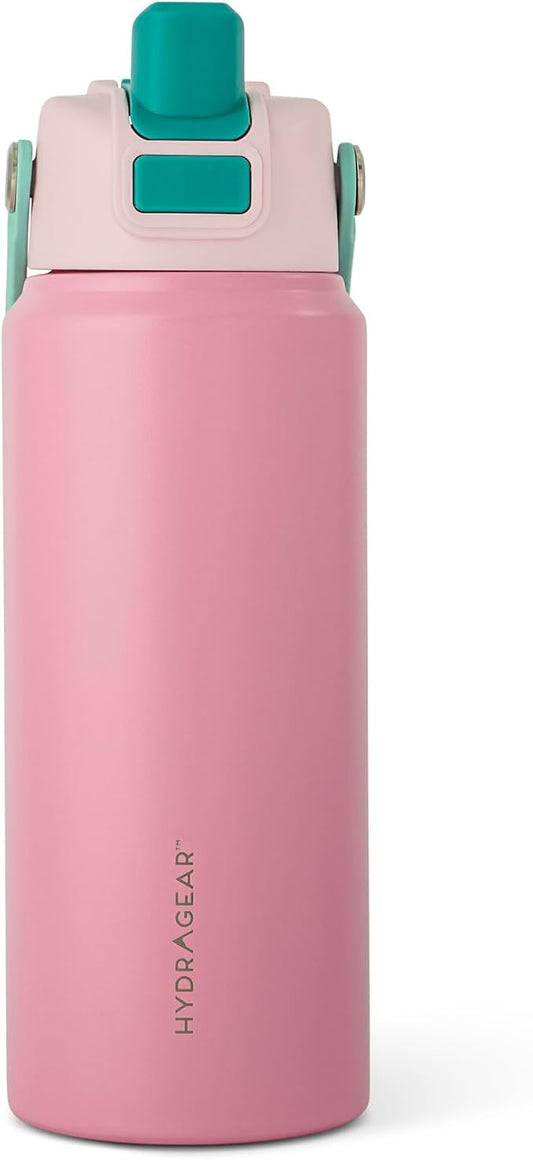 Hydragear RIO Stainless Steel Water Bottle – 24 oz – Double-Wall Vacuum Insulated with Push-Open Lid – BPA-Free - Carmine