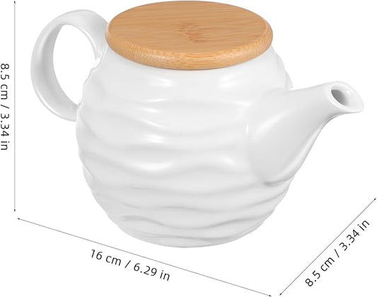 Luxshiny Milk Creamer Jug: 10.5oz Ceramic Sauce Dispenser, White Water Ripple Coffee Creamer Pitcher with Handle and Lid