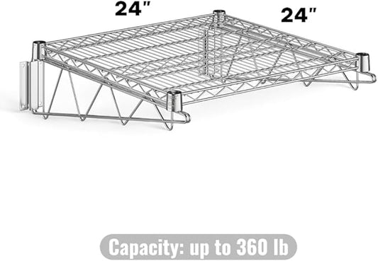 24" x 24" Chrome Wall-Mounted Wire Shelf with Epoxy Coating, Heavy-Duty Steel Storage Rack, NSF Certified, Easy Installation, Open Wire Design for Kitchen, Garage, or Utility Storage