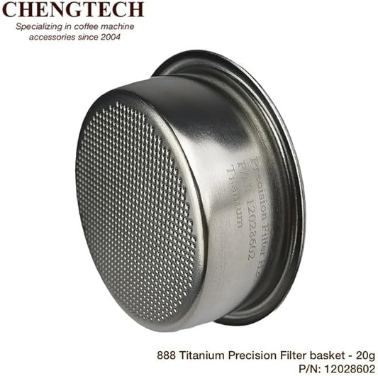 58mm 20g 888Ti Titanium Espresso Filter Basket – Precision 888 Holes, Straight-Walled Flat Bottom, Ridgeless for High Dose Extraction