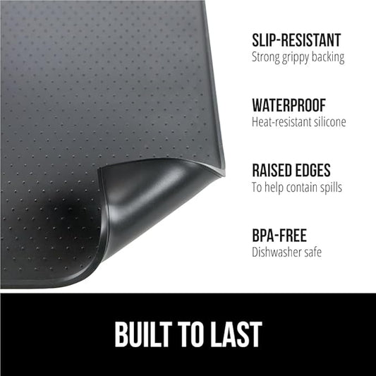 GORILLA GRIP Silicone Coffee Mat, 18x28, Espresso Machine Bar Accessories, Keep Kitchen Counters Clean, Stays in Place, Waterproof and Heat Resistant Dish Drying Mats, Home Decor Essentials, Black