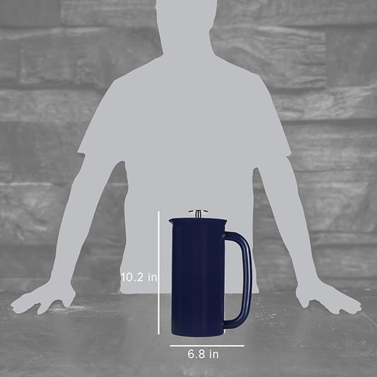 ESPRO P7 French Press Stainless Steel 304 – Patented Double Walled Micro-Filter Insulated French Press Coffee Maker, Grit-Free Brew - Heat Resistant BPA Free - Aegean Blue (32oz)