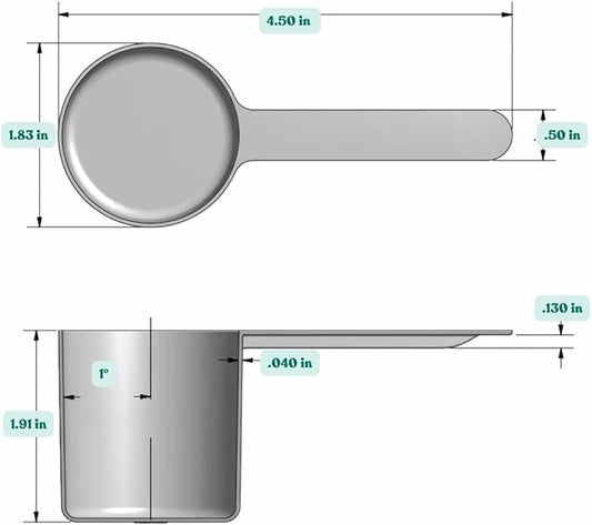 Supplement and Supply 70 mL (2.37 Oz. | 4.73 Tbsp) Long Handle Scoop for Coffee, Protein Powder, Pet Food, Spices, Grains, Dry Goods – Food-Grade BPA-Free Plastic Measuring Spoon (Pack of 1)