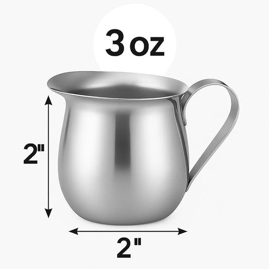 EHOMEA2Z Stainless Steel Bell Creamer Espresso Shot Frothing Pitcher Cup Latte Art (2, 3 Oz)