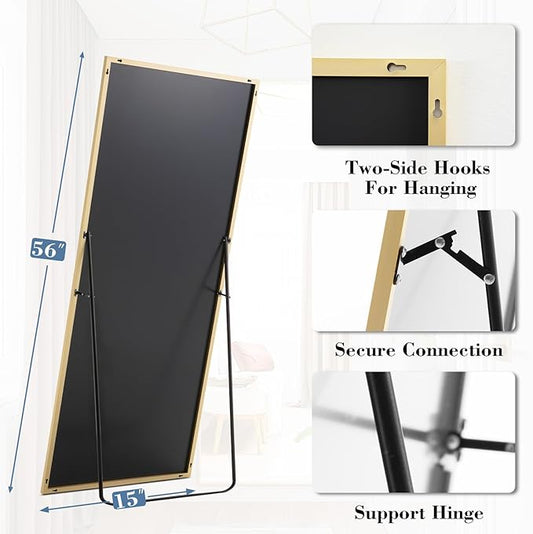 NEWBULIG Full Length Mirror, Upgraded Body Wall Mirrors with Shatter-Proof Glass, Floor Standing Mirror, Home Wall Decor