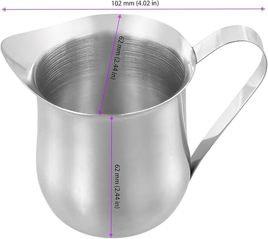 KEILEOHO 6 PCS 5oz Stainless Steel Bell Creamers, Small Creamer Pitcher, Coffee Creamer with Wide Mouth for Cream, Sauce, Milk, Coffee, Silver