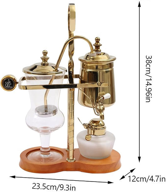Siphon Coffee Maker Kit, 400ML/15Oz Belgian/Belgium Family Balance Syphon Coffee Maker, Gravity Vintage Manual Free-Standing Caffeic Machine for Offices Lounge Bars & Cafes